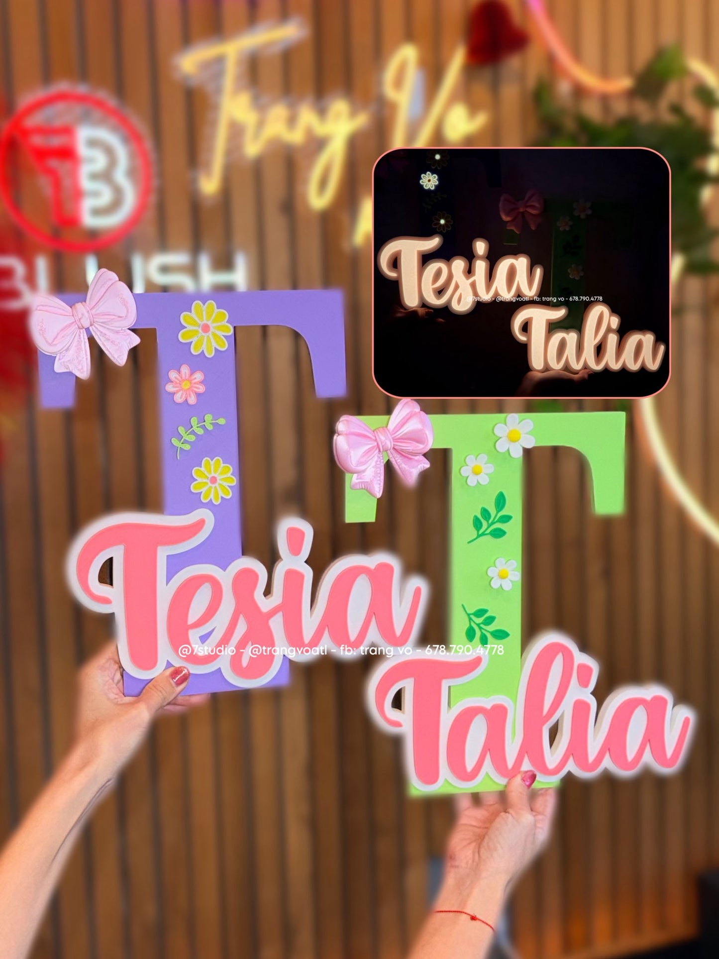 Name with Bow & Flowers theme