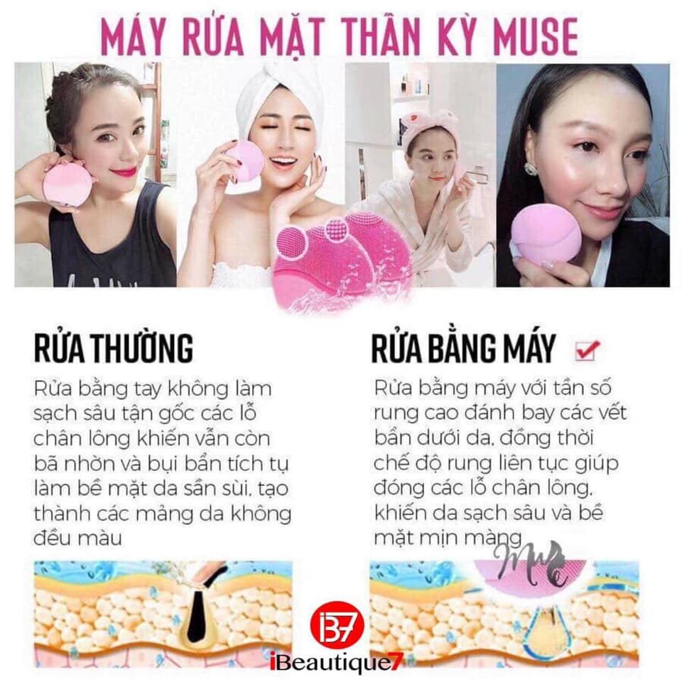 MUSE Facial Cleansing Brush - Máy rửa mặt ( PINK )