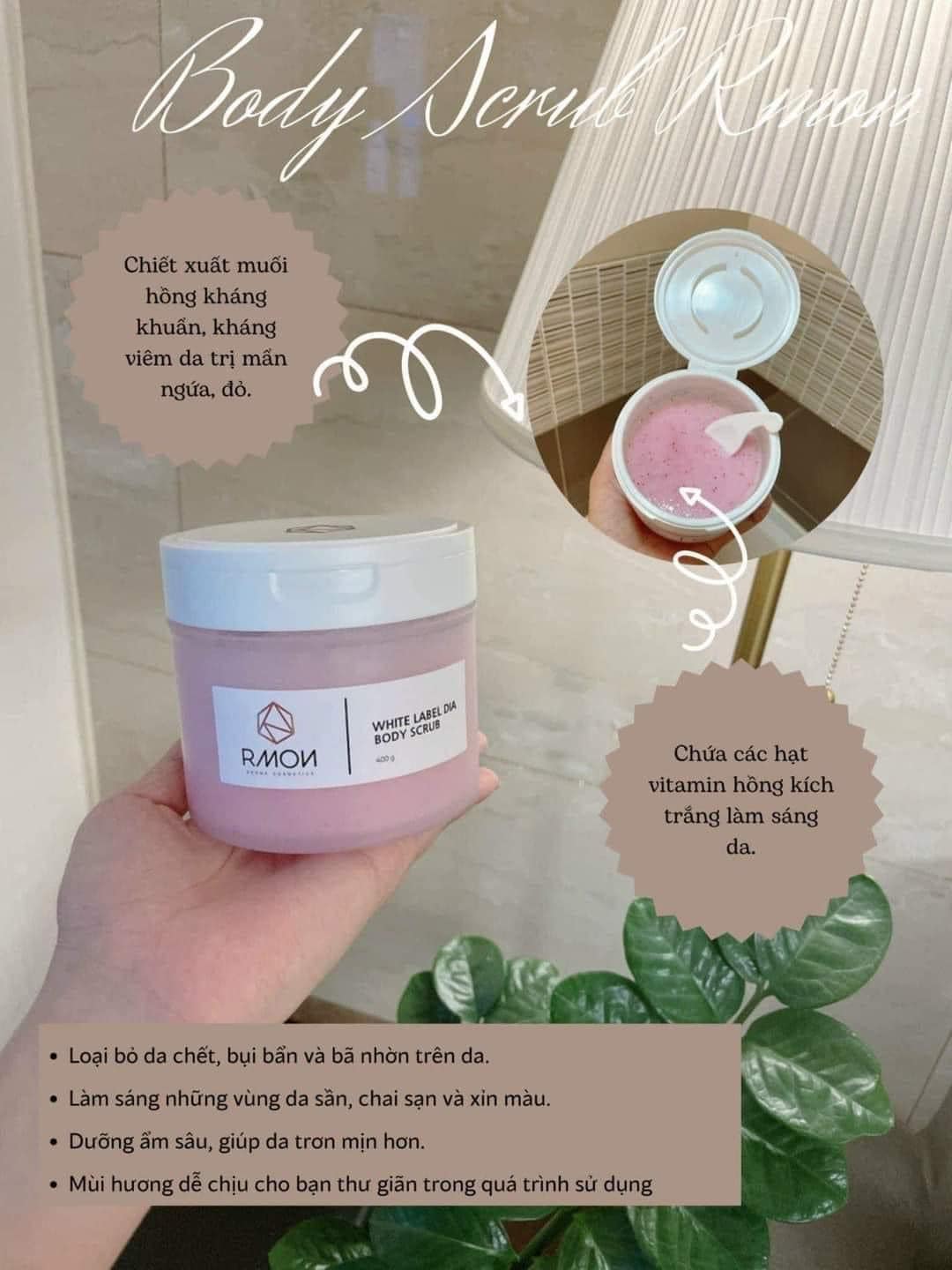 RMON White Label Dia Body Scrub - Muối tẩy tế bào da Body
