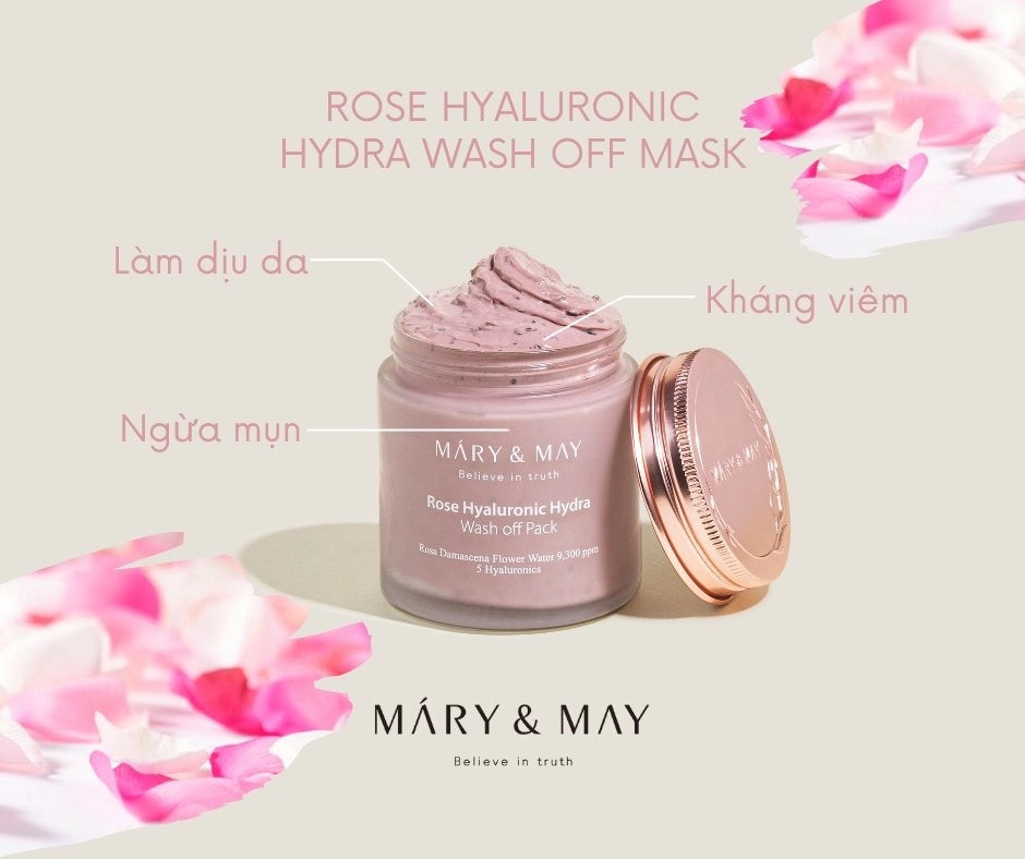 MARY & MAY Rose Hyaluronic Hydra Wash Off Pack