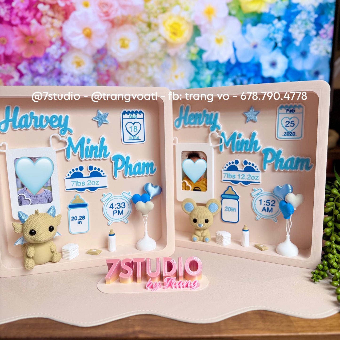 Birth Stats Box nursery with photo 10x10