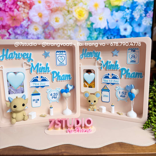 Birth Stats Box nursery with photo 10x10