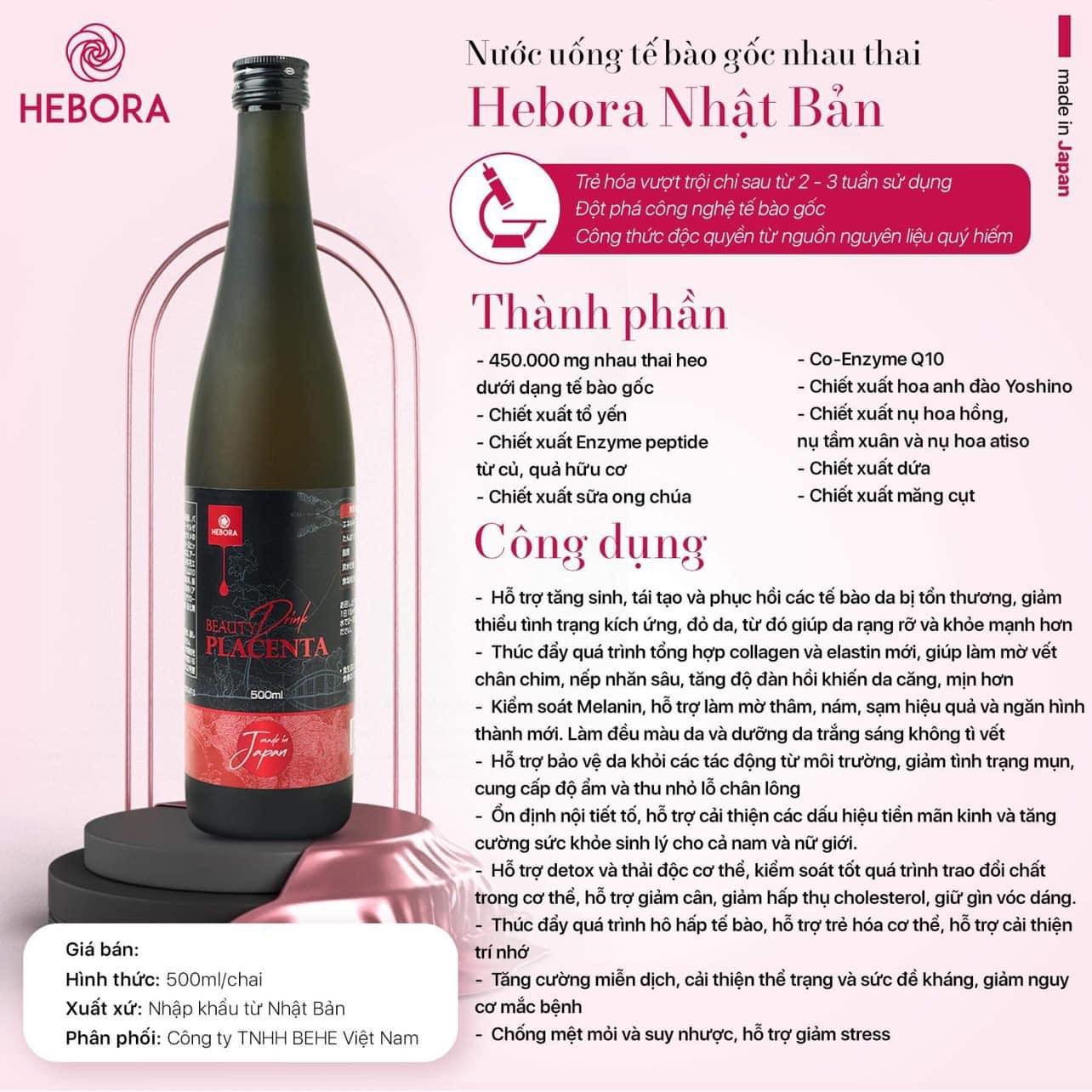 HEBORA Placenta - Nước uống tế bào gốc nhau thai