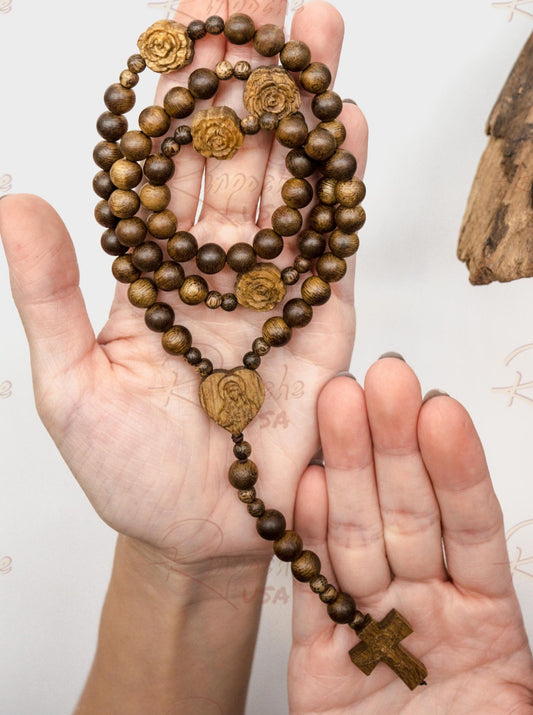 Chuỗi Mân Côi Trầm Hương Indonesia mix Hoa Hồng Đức Mẹ