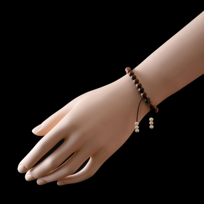 Vòng Đơn Trầm Hương Indonesia Đuôi Hạt Ngà ( Trơn )