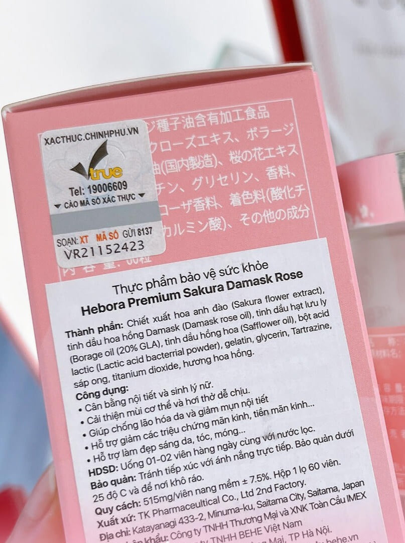 HEBORA Premium Sakura Damask Rose - Viên Tự Thân Nội Tiết Tố